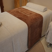Ensemble de jupe de lit de massage corporel et de table de spa blanc crème, comprenant une jupe de lit avec trou pour le visage, une couette, une taie d'oreiller et une housse de tabouret rond