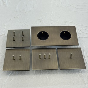 86 Tường Phong Cách Retro Bàn Chải Cổ Brass Ánh Sáng Chuyển Đổi Thiết Bị Chuyển Mạch Thép Không Gỉ EU AU 16A Pháp Châu Âu Ổ Cắm Màu Xanh Lá Cây Bronze - Product Image 2