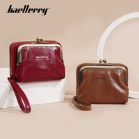 Dompet Wanita Kulit PU RFID Baellerry Merek Terkenal, Dompet Pendek Mini Kulit dengan Resleting, Tempat Kartu, dan Kantong Koin
