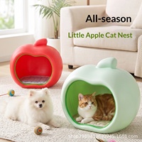 Lit pour animaux de compagnie en forme de pomme - Polyéthylène haute densité respirant, frais en été et chaud en hiver, design universel pour toutes les saisons, pour chats et chiens