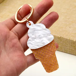 Porte-clés de crème glacée acrylique personnalisé porte-clés d'été pour les cadeaux