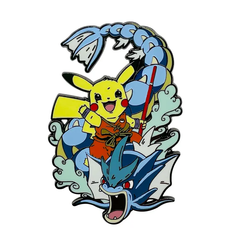 High Quality Hot Game Pikacu and Gyarados in Dragon DBZ style Alloy Pins Cute Polished Brooches pin