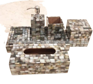 Ensemble d'accessoires de salle de bain écologiques en cinq pièces avec matériau PC et incrustation de nacre à 7 os, qualité garantie pour l'utilisation du savon - Product Image 2