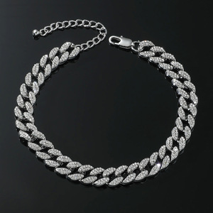 Cuban Chain <b>Anklet</b>, Men's and Women's Trendy Foot Jewelry, Diamond-encrusted Fashion Accessories - Product Image 2