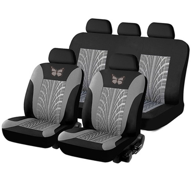 Car Seat Covers Butterfly Printing Tire Pattern Embossing Breather Full Set Car Cushion Case Cover Accessories Interior Covers