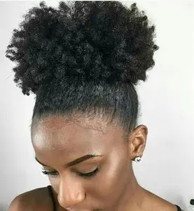 African american Short high Afro puff Virgin Indian drawstring pony tail Hair Extensions 120g drop ship