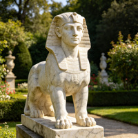 Statue de Sphinx en marbre blanc sculptée à la main, sculpture égyptienne en pierre naturelle pour la décoration de jardin extérieur