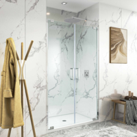 Porte de douche en verre trempé moderne et durable de 3/8 po avec design sans cadre anti-fuite, certifiée CE pour usage résidentiel et hôtelier