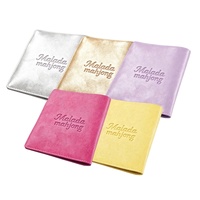 Portefeuille pour cartes de mahjong en cuir PU avec logo gravé personnalisé, doublure florale