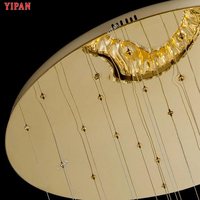 Suspension américaine vintage ronde en forme d'anneau en cristal Escalier Zone de loisirs Lustre à LED