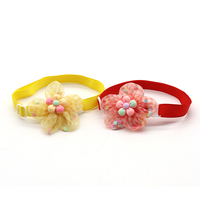 Collier réglable en maille polyester pour chat et chien avec nœud papillon rose mignon, accessoires élégants
