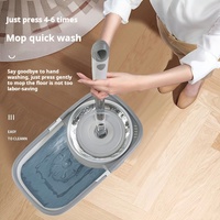 Balai Lave-Sol Magique en Microfibre 360 avec Seau de Nettoyage, Manche en Acier Inoxydable, Auto-Essorant, pour Utilisation Humide et Sèche sur Carrelage