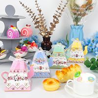 Boîtes Cadeaux Thème Théière pour Fête du Thé, Mini Boîtes à Bonbons, Décorations de Fête Thème Théière, Sacs en Papier Style Vintage pour Friandises et Petits Cadeaux