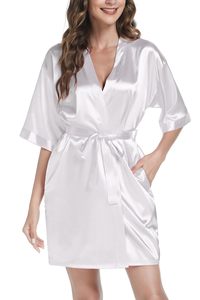 Luxurious Satin Women's Knee-Length Morning <strong>Pyjamas</strong> Bridesmaid Robes with Thermal Feature for Summer Bridal Wedding <strong>Parties</strong> - Product Image 5