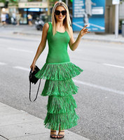 Tricoté gland conception été robe de soirée mode Sexy dos nu femmes fête réservoir longue robe