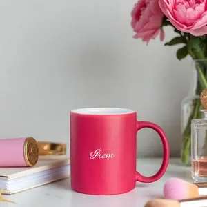 Mug en céramique rose quartz 15 oz, peint à la main, design nordique, passe au micro-ondes, produit personnalisé - Product Image 3