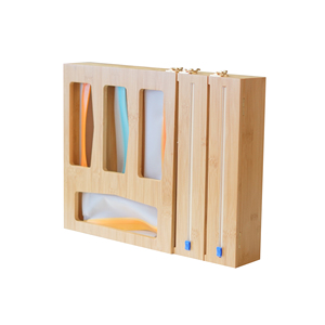 Ziplock Bag Storage Organizer Wood Bamboo Dispenser Foil Cutter And Ziplock Bag Storage Organizer Wood Sandwich Bag Holder With Hinged Lid