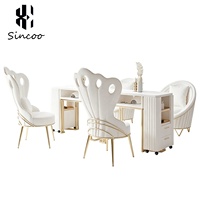 Meubles de salon de manucure de luxe du fabricant, ensemble table de manucure et fauteuil de pédicure avec spa pour les pieds à remous sans tuyauterie et massage corporel complet