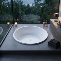 Baignoire encastrée en acrylique de qualité supérieure, forme ronde contemporaine, pour projets d'hôtels de charme et d'hôtels d'hôtesse.