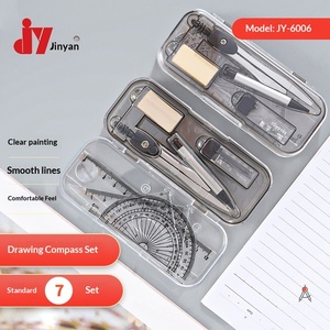 Ensemble de compas métalliques JY-6006 en 7 pièces, outils de dessin, fournitures scolaires, en boîte - Product Image 3