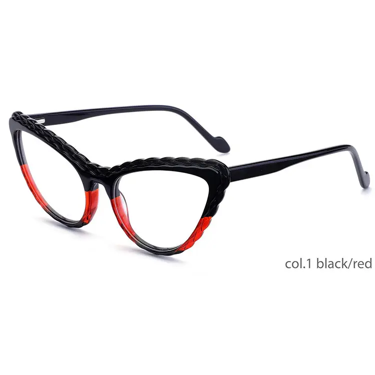 Top Grade Quality Acetate Laminate Optical Red and Black Colorful Eye Glasses Frame For Woman