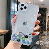 Coque de téléphone portable antichoc en TPU liquide transparent à effet sable mouvant avec icône APP de bureau volante 2023 pour iPhone 11 12 Pro Max