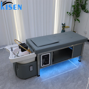 เก้าอี้นวดสระผมหนัง PU รุ่นใหม่ทันสมัยของ KISEN พร้อมเตียงนอนสปาไฟฟ้าสำหรับนวดตัวและสระผม - Product Image 4