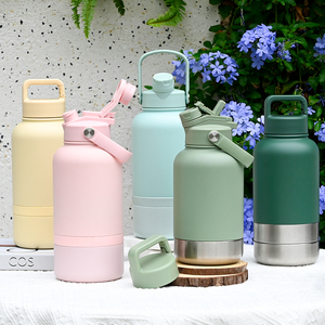 पोर्टेबल डबल दीवार वाले कुत्ते पानी की बोतल 1 ट्रैवल एक्सेसरीज में 2 कैपिंग पालतू भोजन तरल पदार्थ - Product Image 5