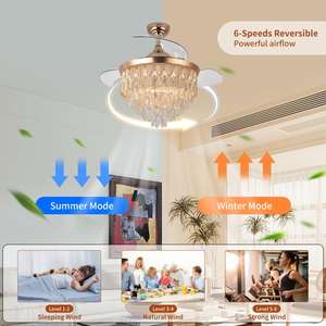 Nouveau ventilateur de plafond avec lumière en cristal avec télécommande 42 pouces 110/220v Ventilateurs de plafond avec lumières - Product Image 5