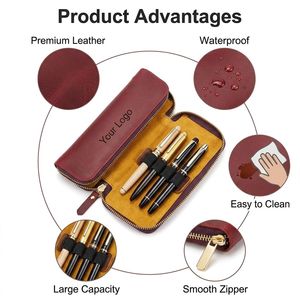 Semplice borsa portapenne in pelle bovina custodia protettiva per penna da <span class=keywords><strong>uomo</strong></span> Mini piccola borsa di cancelleria portatile regali per <span class=keywords><strong>astuccio</strong></span> in pelle da <span class=keywords><strong>uomo</strong></span> - Product Image 3