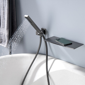 Jboyuan Concealed Wall <b>Mounted</b> Bathtub Faucet 304 Stainless Steel Waterfall Shower Head Rectangle Rain <b>Spray</b> - Product Image 4