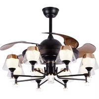 Ventilateur de plafond LED BreezeLux OEM 42-48 pouces, moteur DC postmoderne, 6 vitesses, avec télécommande, pour salon