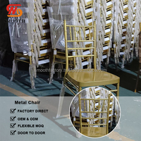 Chaise en métal doré LEDA, chaises de restaurant, chaises empilables Chiavari pour mariage, mobilier d'hôtel, événements de mariage, banquet