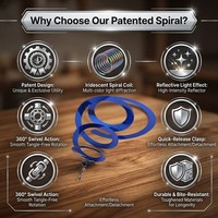 Tête de rechange pour baguette à chat en spirale bleu métallisé, bobine réfléchissante irisée, pivotant à 360°, avec attache rapide pour le jeu
