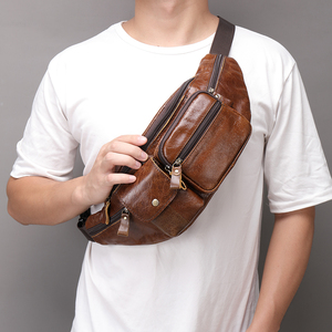 MARRANT Echt leder Herren Brusttasche Leder Wasserdichte Gürtel tasche Gürtel tasche für Männer Taille Brust Sling Umhängetaschen - Product Image 1