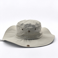 Chapeau Bob Personnalisé Brodé, Chapeau de Safari à Large Bord Anti-UV avec Sangle Mentonnière pour la Pêche, la Randonnée et le Camping