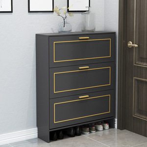 <span class=keywords><strong>Zapatero</strong></span> plegable moderno de puerta gris, frontal, Vestíbulo y hall de entrada, estante de gran capacidad, simple y elegante - Product Image 3