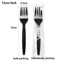 Cuillère jetable en plastique PP noir longueur de la main poignée 10cm-21cm fourchette Spork pour gâteau Dessert fruits emballage de crème glacée