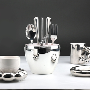 410 thép không gỉ 24-Piece Phương Tây thực phẩm thiết lập ánh sáng sang trọng bạc Vàng chai trang trí quà Tặng dao nĩa và muỗng dao kéo thiết lập - Product Image 2