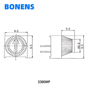 ทริมเมอร์โพเทนชิโอมิเตอร์แบบหมุนเดี่ยว 0.5W พร้อมปุ่มปรับ 3386MP โพเทนชิโอมิเตอร์เซอร์เมตแบบหมุนเดี่ยว - Product Image 2