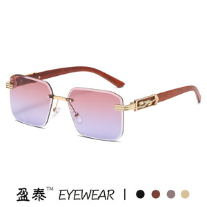 Yingtai Eyewear Beveled <b>Square</b> Frameless Sunglasses Metal <b>Frame</b> UV400 Protection Unisex Fashion Sunshades - Product Image 2