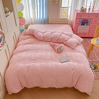 Juego de Cama de Poliéster Suave Color Blanco Crema Estilo Francés con Lazos y Encaje, Nuevo Juego de Sábanas y Funda Nórdica