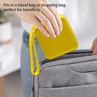 Pochette de voyage mini en silicone carrée, mignonne et unique, style Kawaii, pour écouteurs, pour femmes, jeunes filles et enfants, sac à monnaie, trousse de maquillage, personnalisable