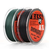Ligne de pêche tressée Rikimaru BASS 8X 8 brins en PE, super lisse, haute résistance à l'usure, imperméable