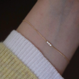 CANNER Nouveau Bracelet Minimaliste en Argent Sterling 925 Plaqué Or 18K avec Breloque Chaîne et Zircon Cubique Blanc pour Femme - Product Image 6