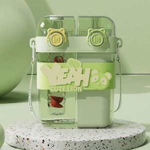 New Children's Double Straw Sports Water Bottle 760ml Large Capacity Portable Strap Eco-Friendly Plastic Custom Logo Option for - Product Image 2