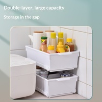 Étagère de rangement cosmétique double couche en plastique JX, mobile et sans installation requise, pour l'organisation de bureau et de coiffeuse