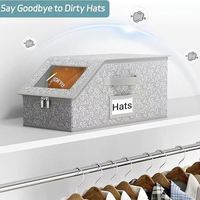 Boîtes de rangement rectangulaires pliables et empilables avec couvercle pour casquettes de baseball et organisation de placard