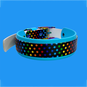 Meistverkauftes Buntes Herz-Geister-Punkt-Bananen-Regenbogen PVC-Wärmeübertragung Individuelles Muster Hundehalsband - Product Image 4