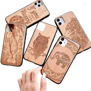 Factory Wholesale Price Anti-fall mobile phone shell TPU Walnut Wooden Phone Case For iPhone11 7 8 Plus X XS Max